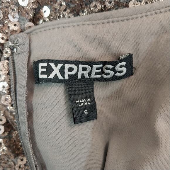 EXPRESS! GOLD SEQUIN EMBELLISHED STRETCH CUTAWAY SIDES, CLUB, PARTY DRESS! SZ 6 - Picture 8 of 10
